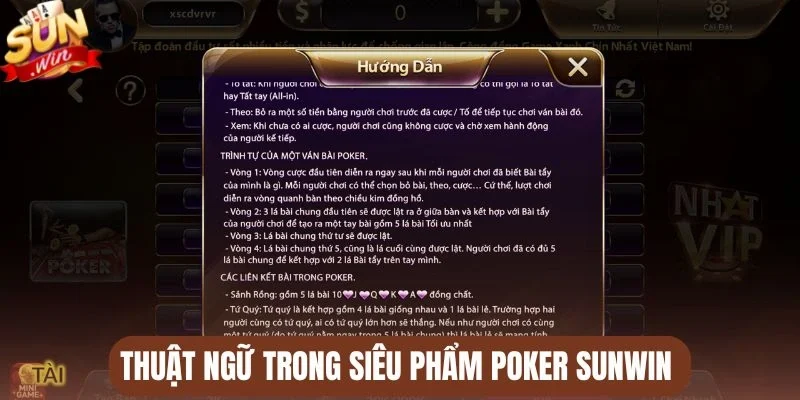 Thuật ngữ trong siêu phẩm Poker Sunwin